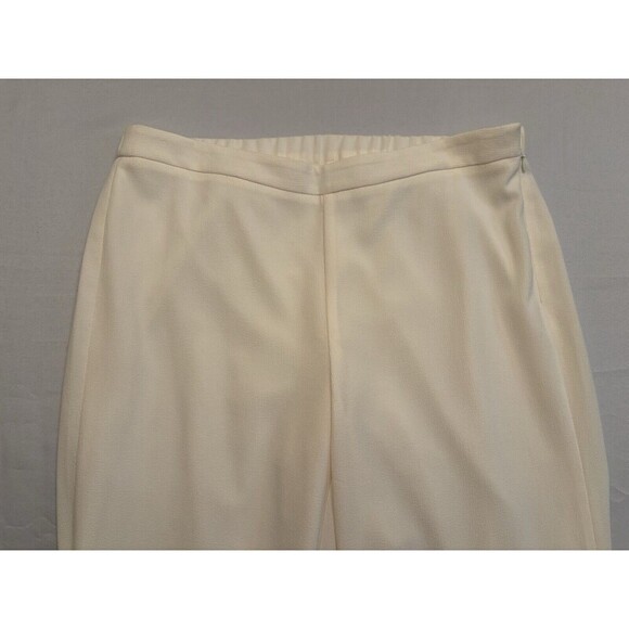J. JILL Lined Dress Pants Women Size 14 Ivory Crepe Wide Leg Flowy Trousers - Picture 4 of 13